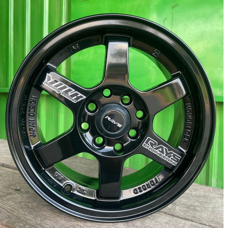 1 SET VELG TE37 SL Baru R14 Vcd H8 100/114,3 Lbr 6 ET 38 Wrn Hitam Metalik