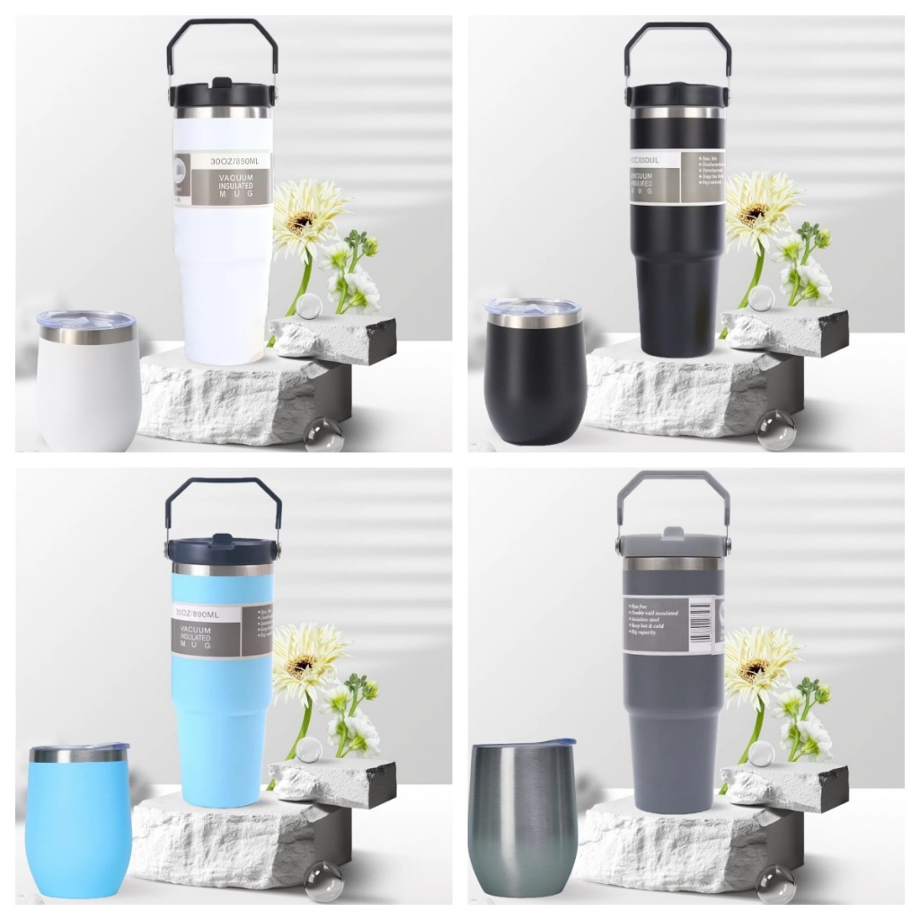 Paket kombinasi termos gelas mobil berkapasitas besar 900ML dan termos cangkir kopi berkapasitas kec