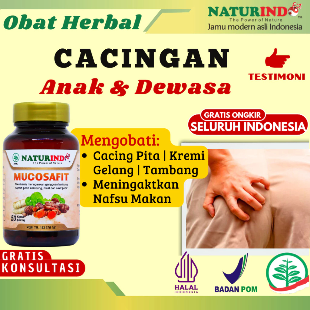 Obat Herbal Cacingan Anak Dewasa Cacing Kremi Gelang Pita 1 2 3 Tahun Paling Ampuh MUCOSAFIT BPOM