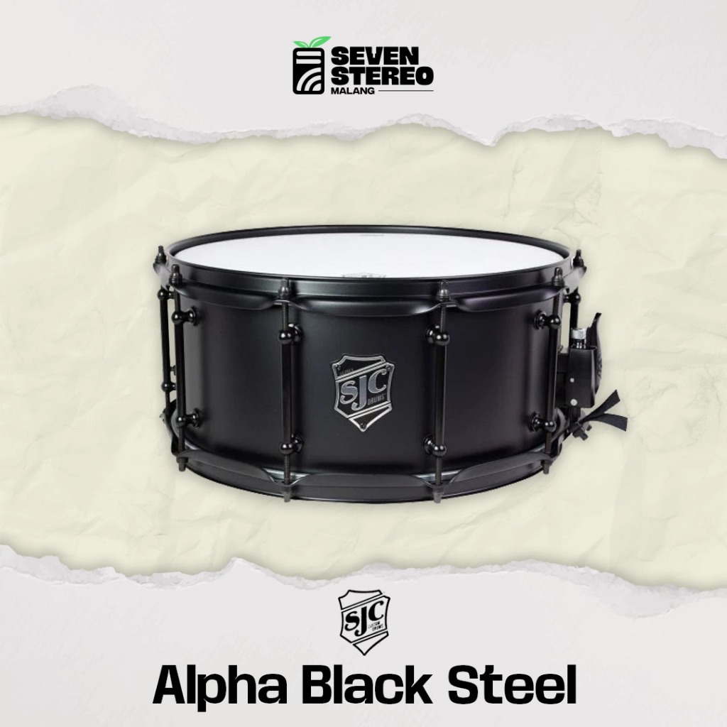 SJC Alpha Black Steel Snare 14x6.5 w/ Black Hardware