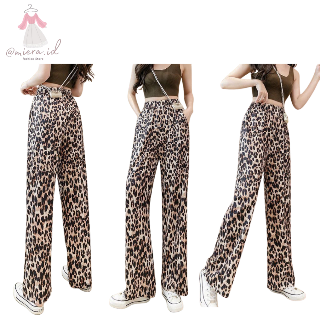 AMIERA CPG537 Celana Panjang Leopard Motif Macan Kulot Bahan Karet Rayon Stretch
