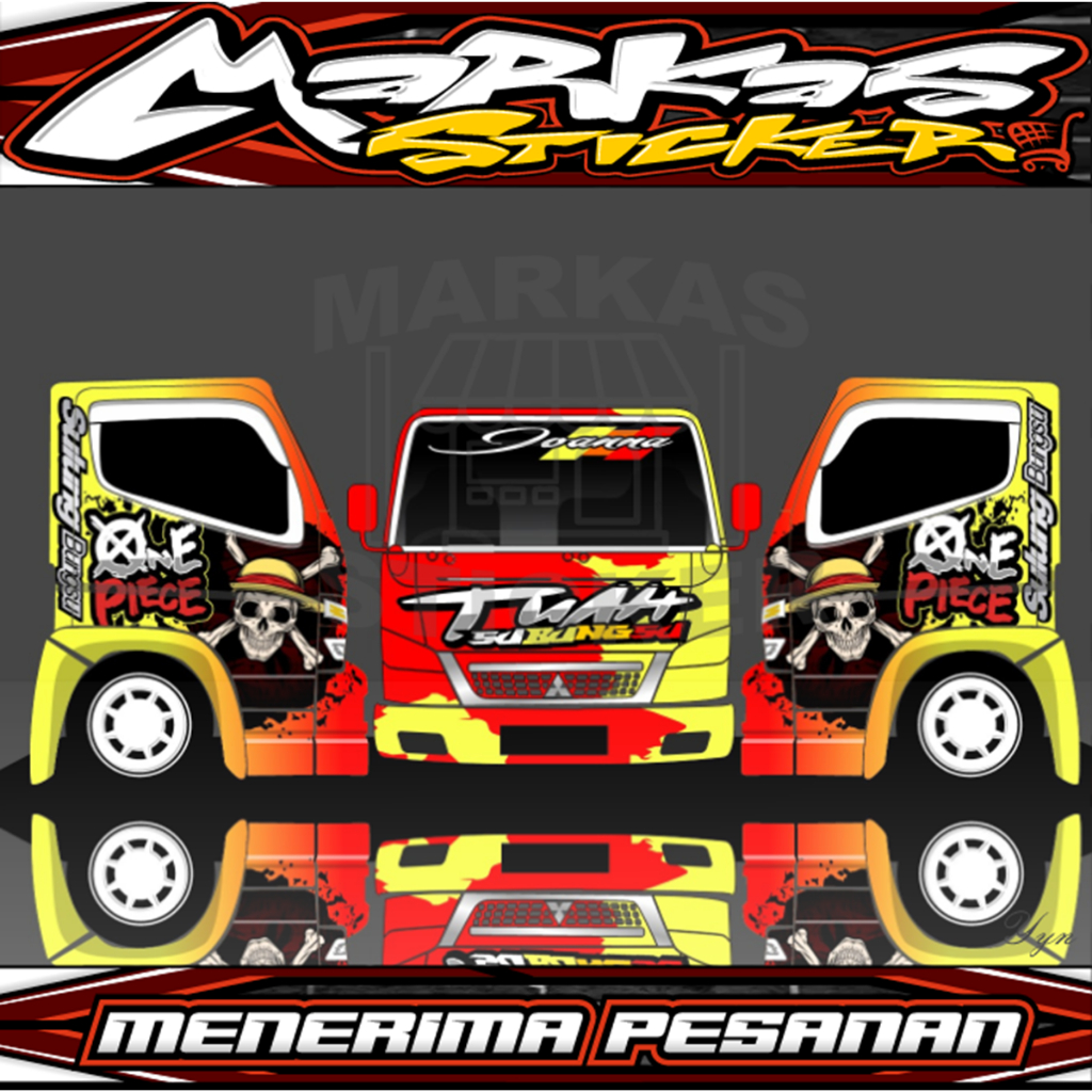 Stiker Decal Full Kabin Truk Canter - Full Kabin Truk Canter Desain One Piece - Bisa Custom