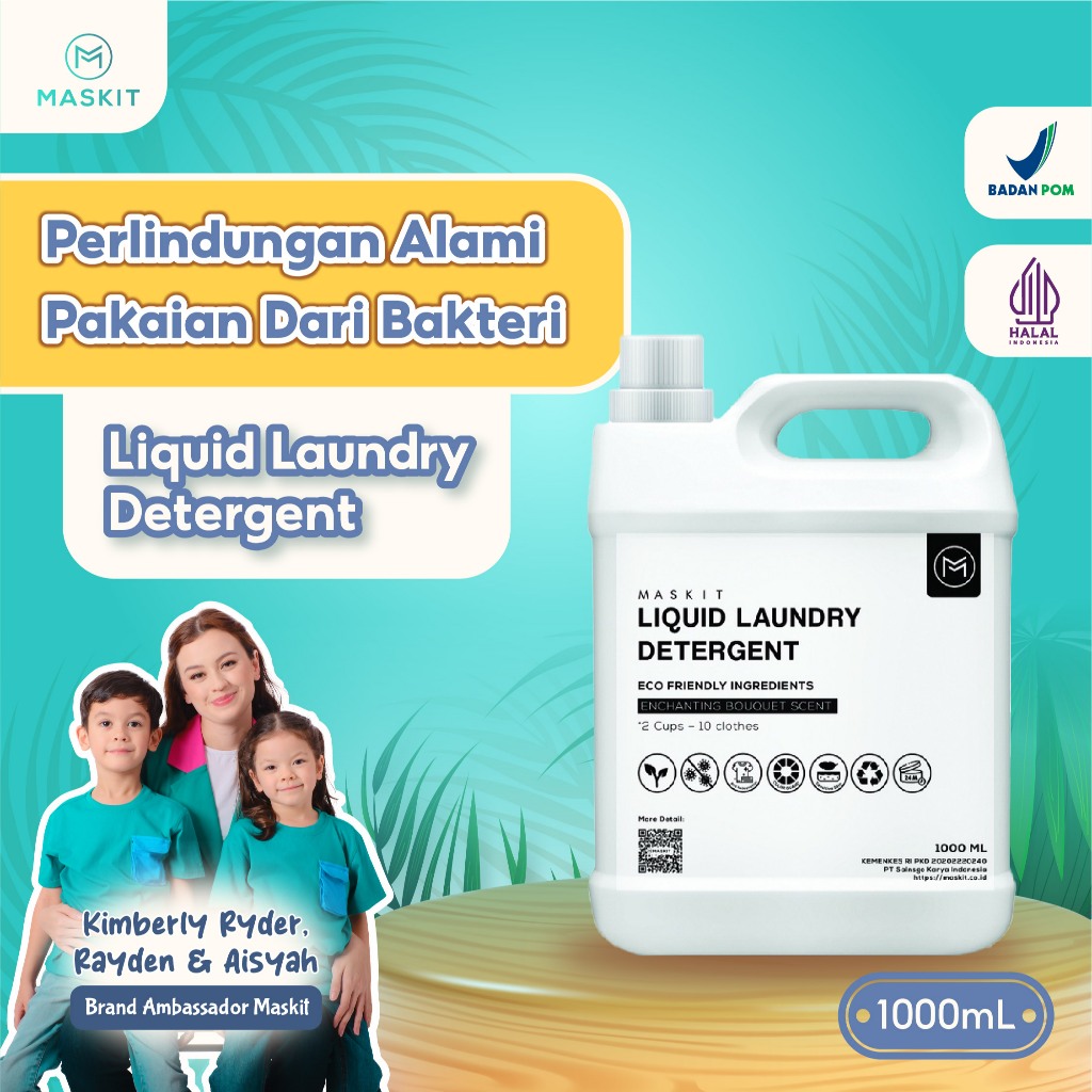 Deterjen Cair Laundry Detergent Maskit 1L Ramah Lingkungan