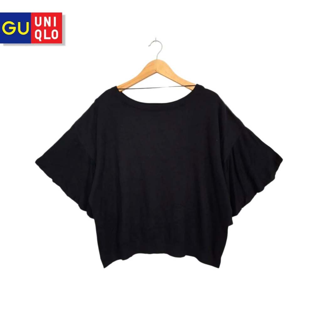 Atasan Lengan Pendek Kutub Dingin GU Uniqlo Hitam (KODE : B111 - 20)