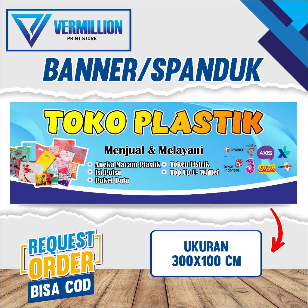Spanduk banner toko plastik free desain