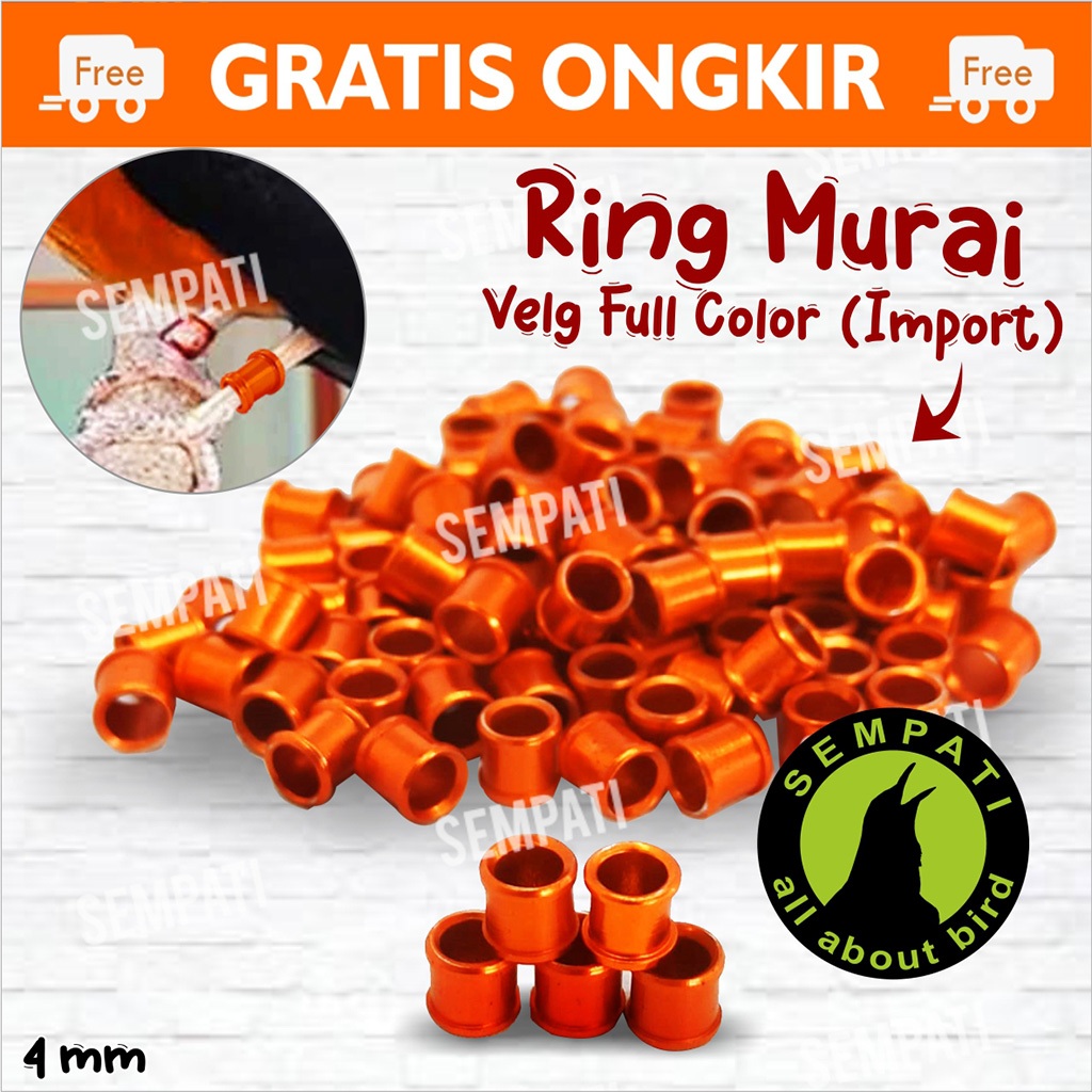 SEMPATI Ring Velg 4mm 4 Mm Ring Penanda Kaki Burung Murai Gelang Alumunium Warna Polos Tanpa Nama Ri