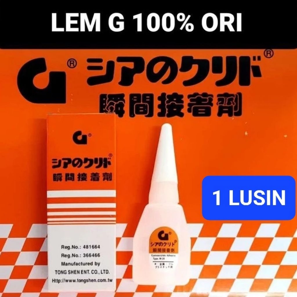 1 LUSIN 12 PCS Lem G ASLI ORIGINAL Ori 100% Botol Gemuk Isi Banyak Super Kuat