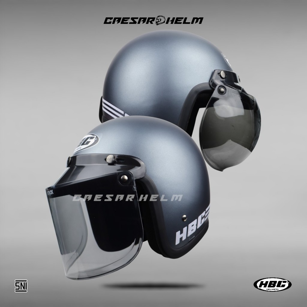 HBC Classik Solid - Gunmett Doff - Helm Retro - Helm Bogo