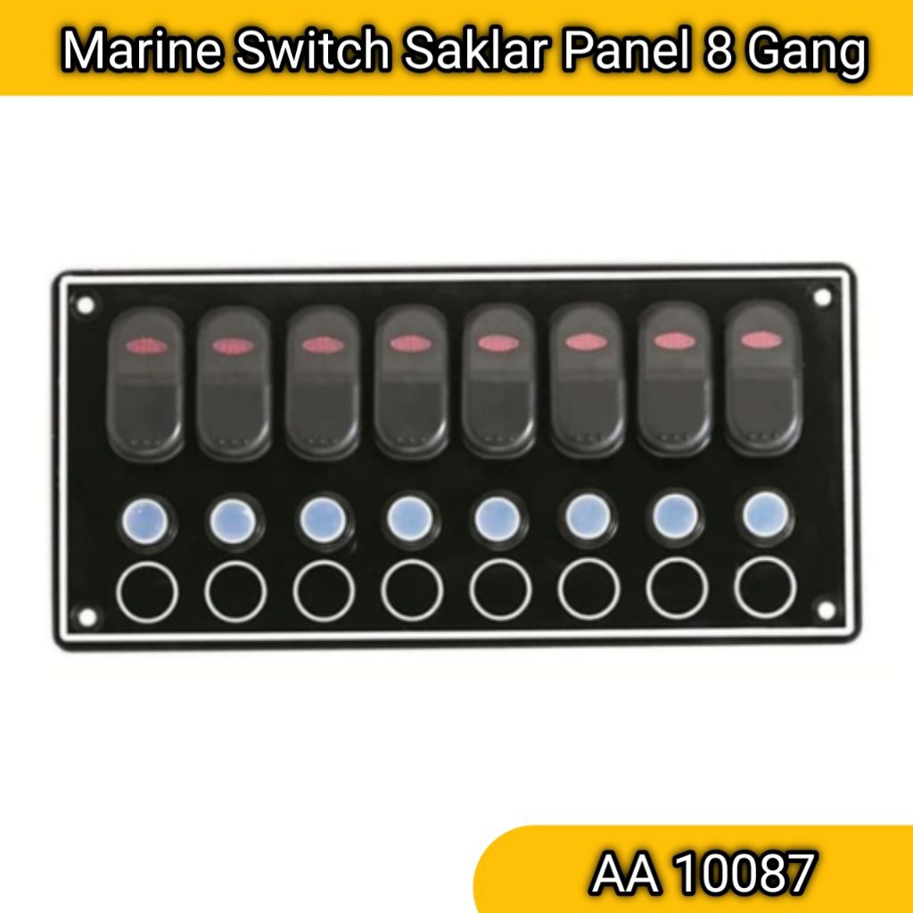Switch Panel 8 Gang 12V Switch Saklar Panel 8 Way Waterproof Switch Panel Kapal 8 Gang