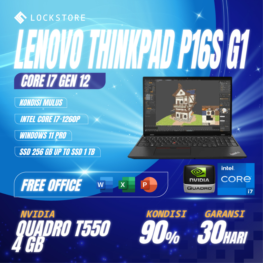 Lenovo Thinkpad P16s G1 Core i7 Gen 12 | RAM 16GB / 32GB / 48 | SSD 256GB / 512GB / 1 TB | 15 Inch |