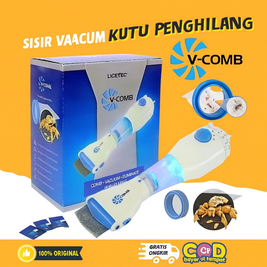 ORIGINAL V-COMB SERIT PENGHILANG SISIR KUTU ELEKTRIK SERIT RAMBUT VACUM VAKUM VCOMB