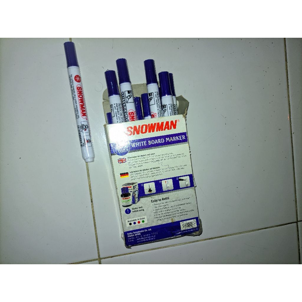 Spidol Snowman White Board Marker warna biru