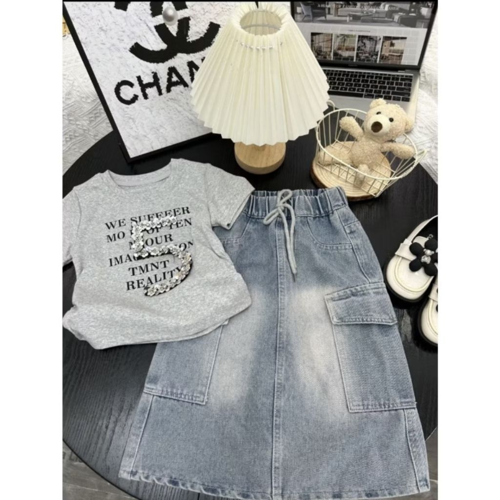 [COD] USIA 3-4-5-6-7TH SETELAN ROK KARGO 5 HONE BABY KAOS SERUT PREMIUM SUPER AA_KIDSFASHION KHISBIY