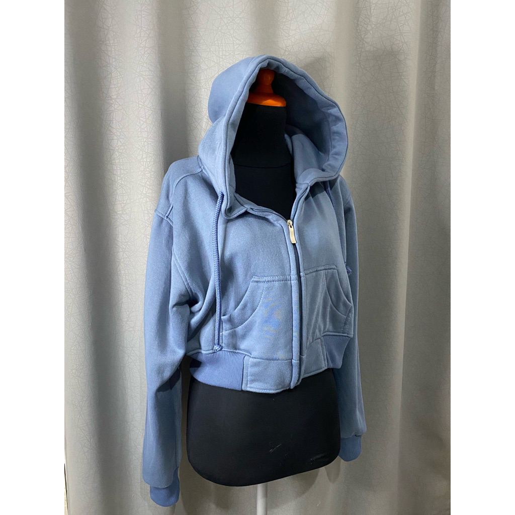 Hoodie Crop Zipper Wanita Premium - Preloved