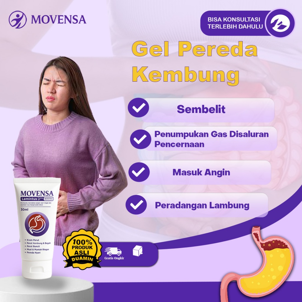 Movensa Lemintus Gel Herbal Perut – Krim Gel Alami untuk Kenyamanan Perut 30g Original