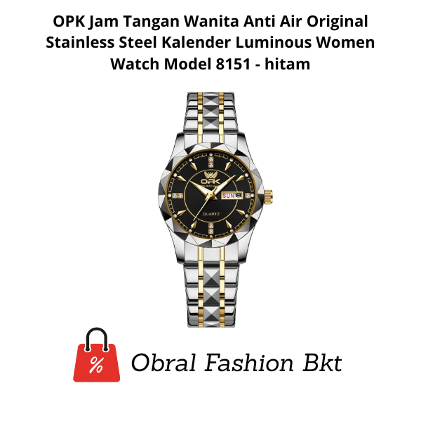 OPK Jam Tangan Wanita Anti Air Original Stainless Steel Kalender Luminous Women Watch Model 8151 - h