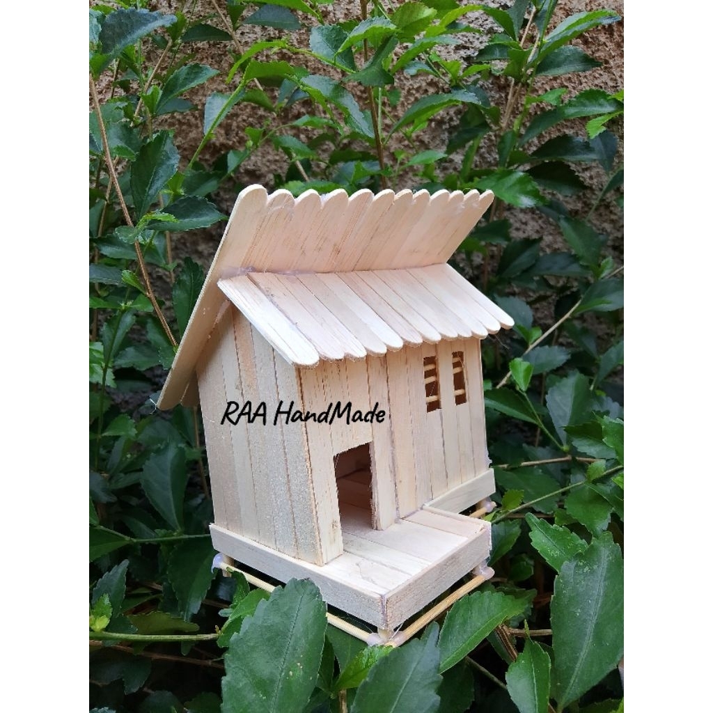 miniatur rumah adat badak heuay sunda jawa barat stik eskrim LED
