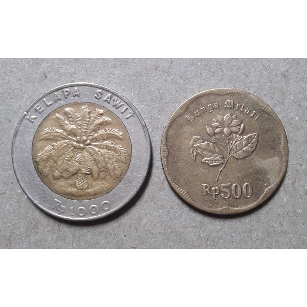 koin 500 tahun 1991 dan koin 1000 bimetal tahun 1997