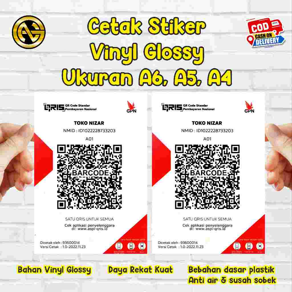 Cetak Stiker Qris Barcode Vinyl Glossy