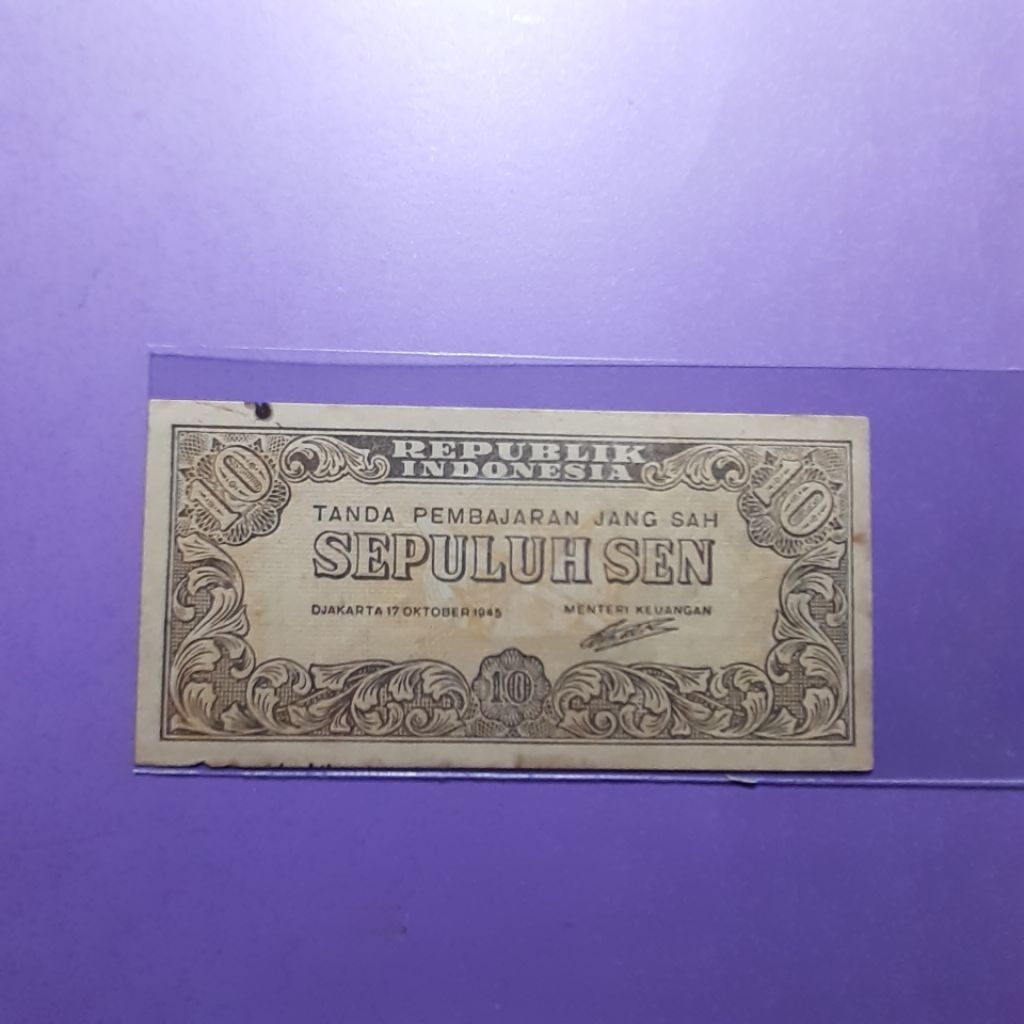 uang kuno 10 sen ori 1945