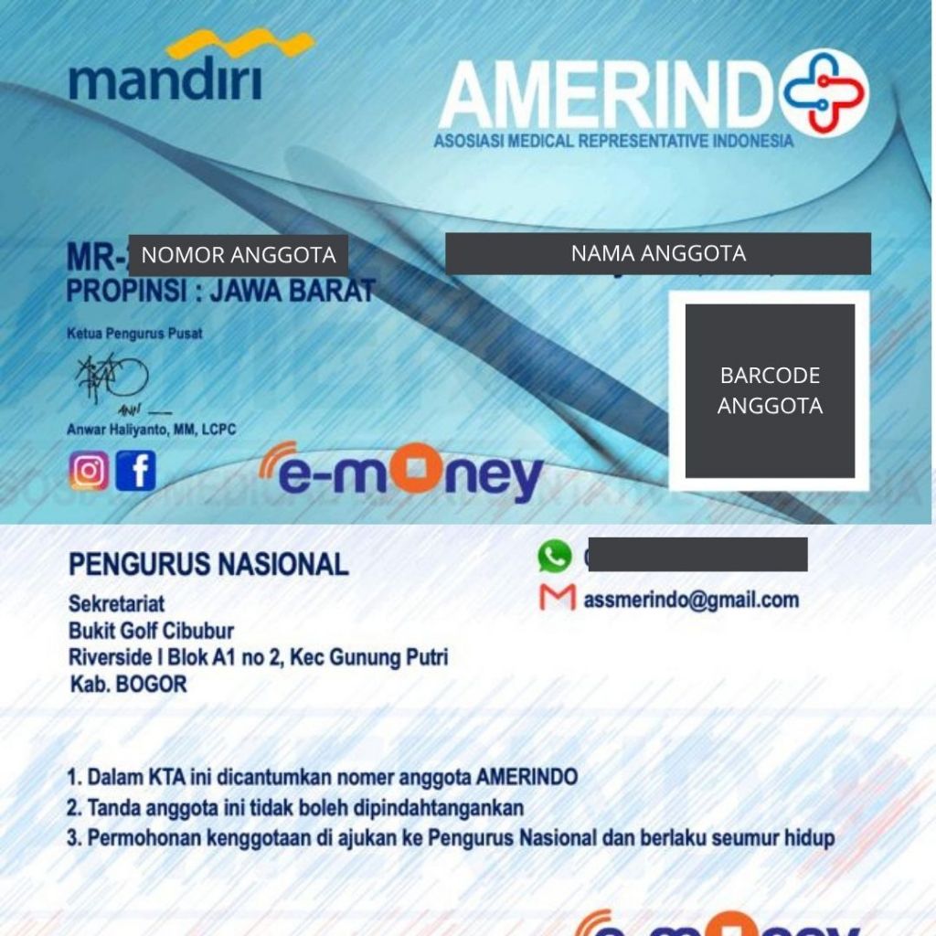 Kartu e-Money Mandiri AMERINDO Asosiasi Medical Representative Indonesia