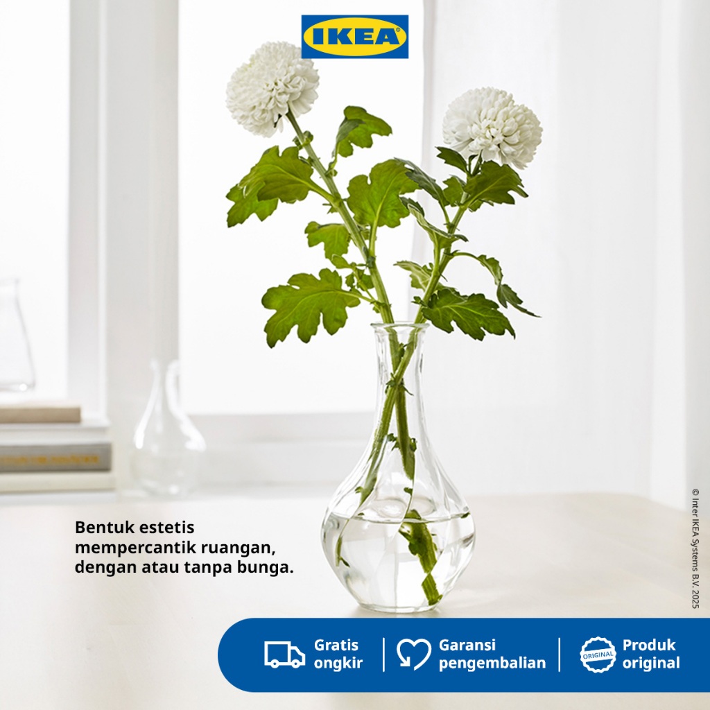 IKEA VILJESTARK Vas Bunga Bahan Kaca 17cm