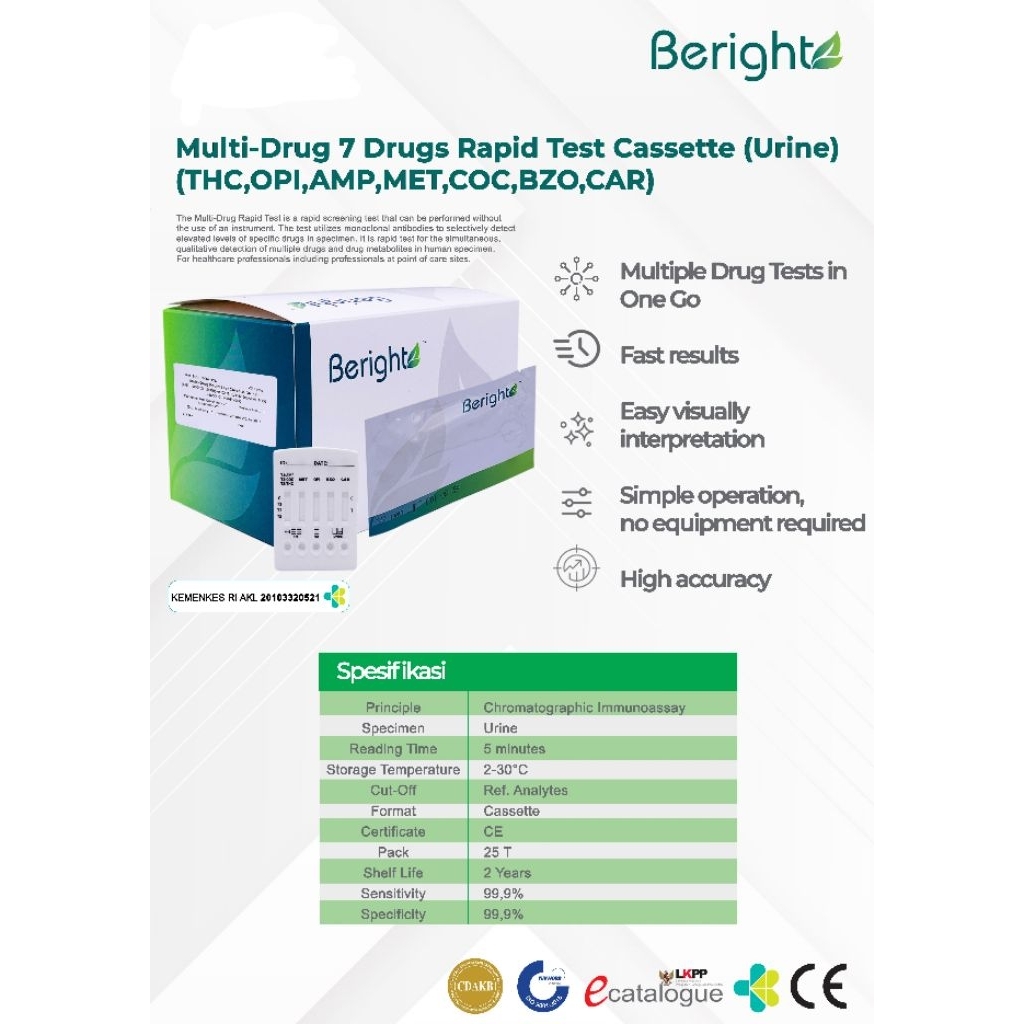 Beright strip tes narkoba 7 Parameter 25 Tes