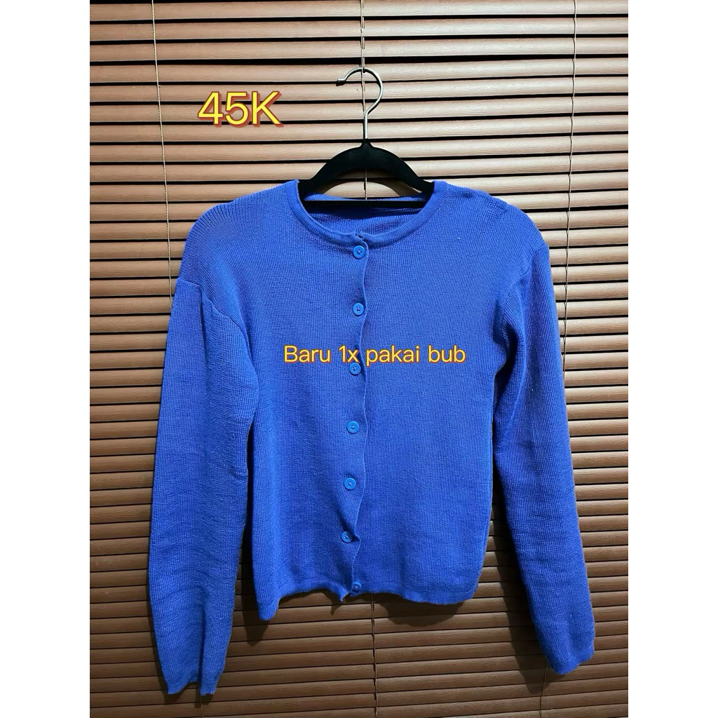 CARDIGAN RAJUT BIRU ELEKTRIK