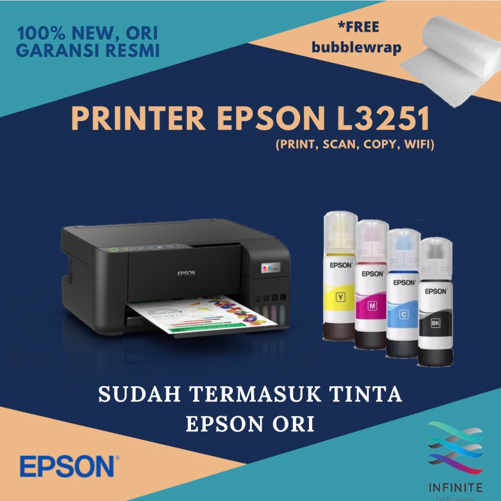 Printer Epson L3250 L3251 All in One Wireless Wifi (Pengganti L3150) Tinta Original Epson