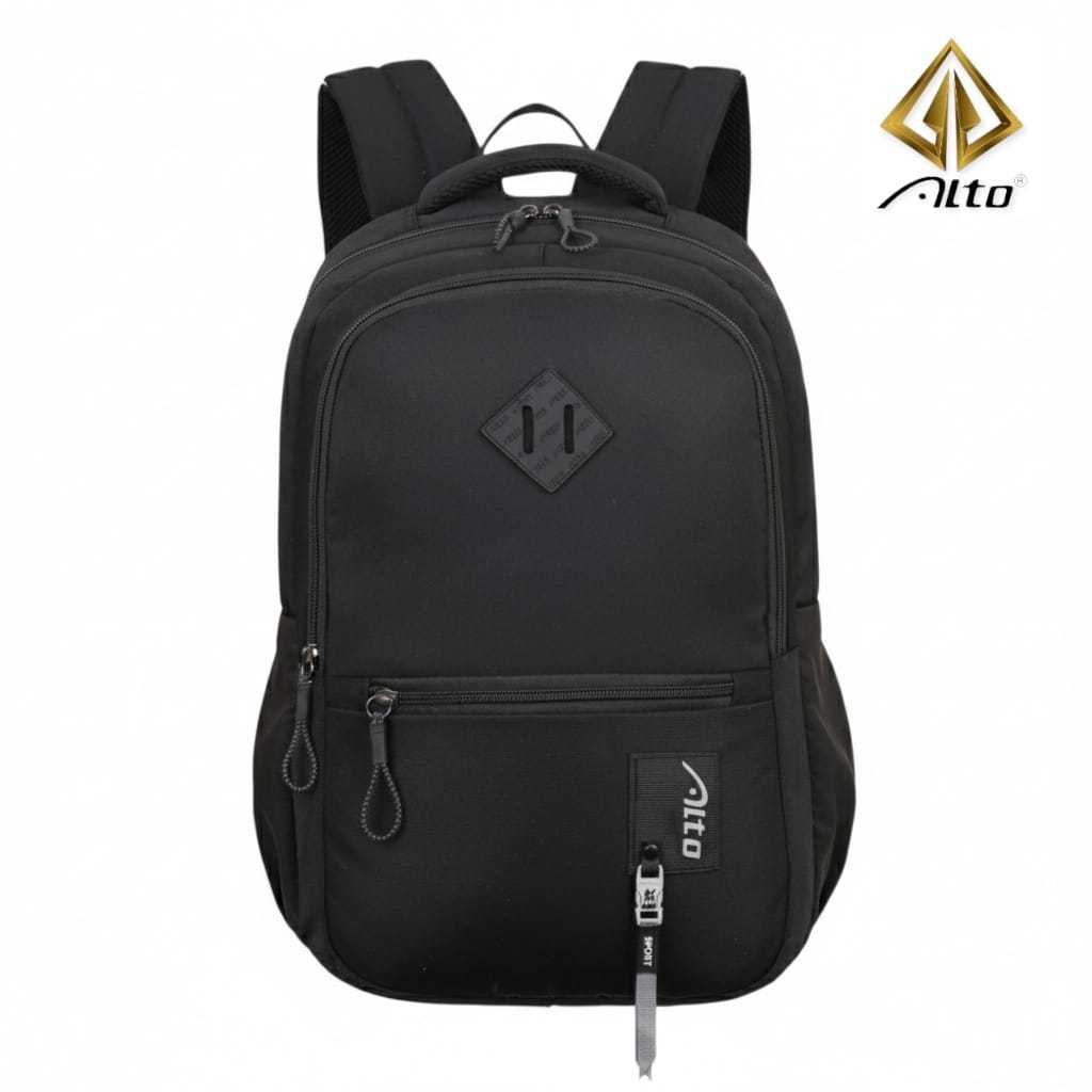 Tas Ransel Alto Original Tas Sekolah Tas Kuliah Tas Laptop Laki Laki/Cowok Backpack Pria Hitam Polos