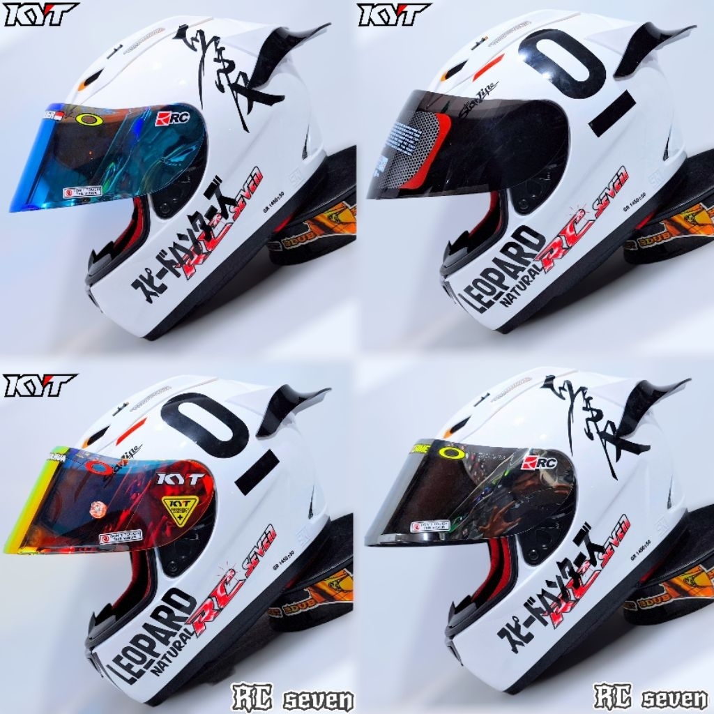 Helm full face KYT RC7 white kenji paket ganteng spoiler (Free visor original)