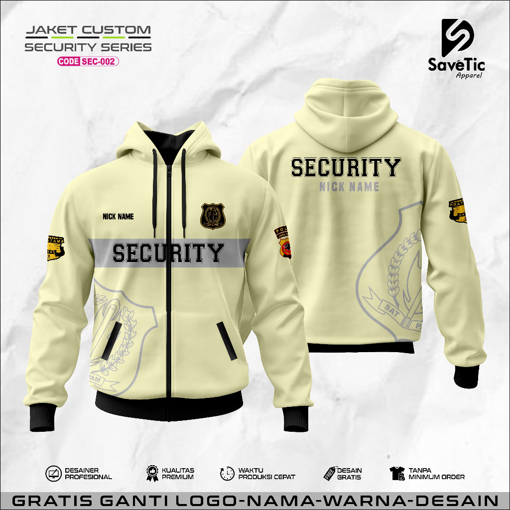 Jaket SECURITY Full Printing Sublim Custom / Hoodie/Tracktop/Bomber/army/loreng