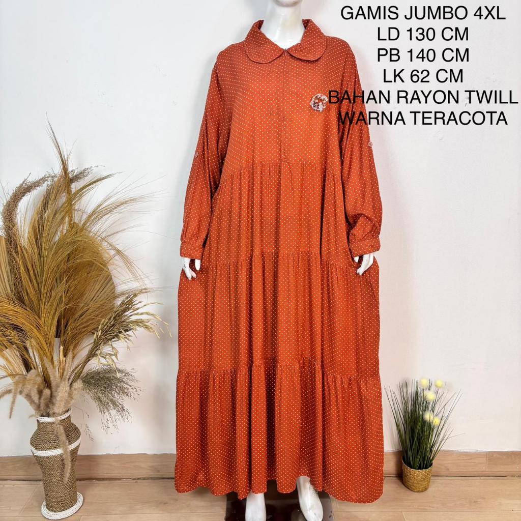 Gamis Jumbo Wanita Ld 130 Cm Motif Polkadot Model Terbaru Kekinian