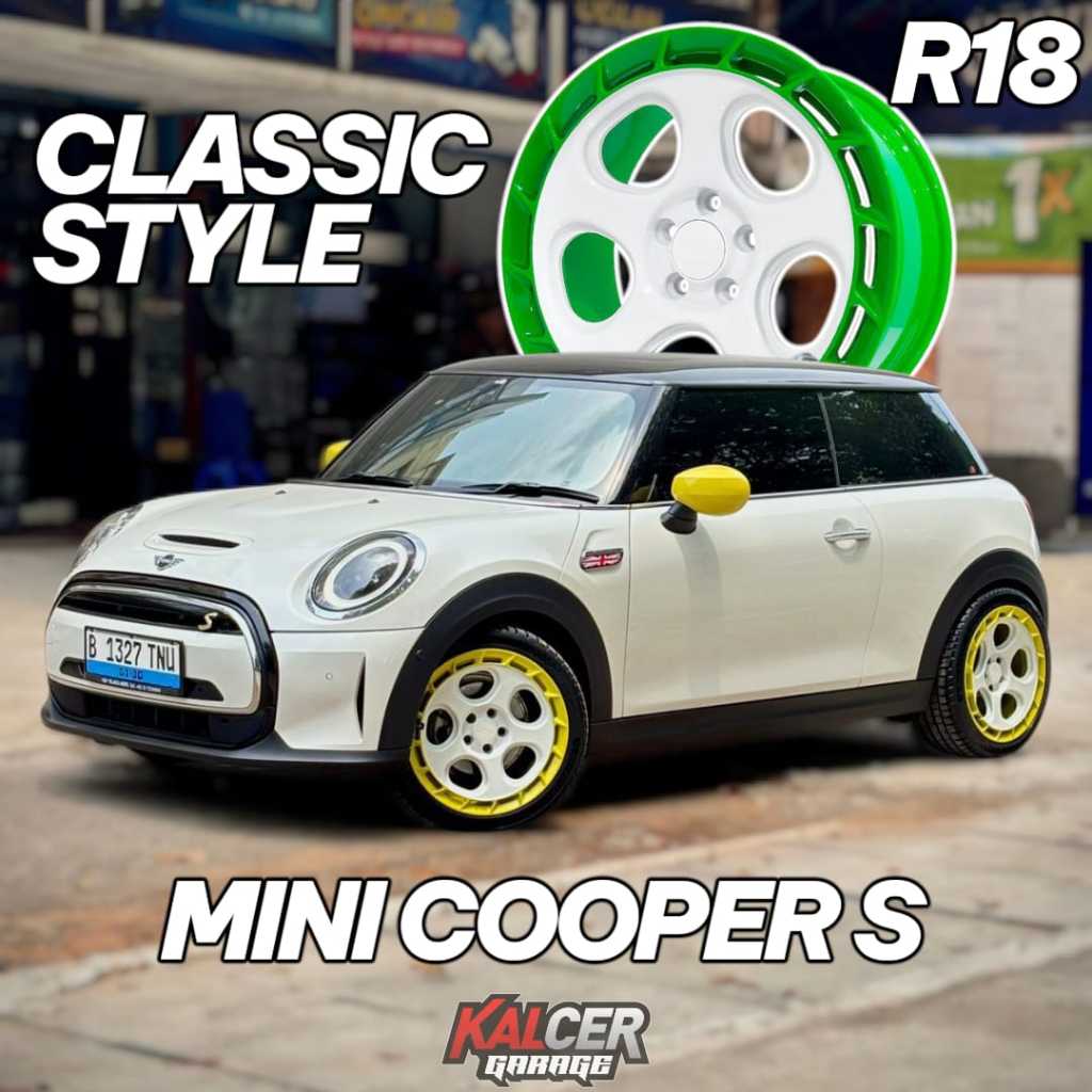 Velg Mobil Mini Cooper s R18 Custom HSR Forged RFG YSA Pcd 5x112 Lebar 7,5-8,5 ET35 Green White