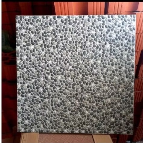 keramik motif batu kerikil ukuran 40 x 40 greyy