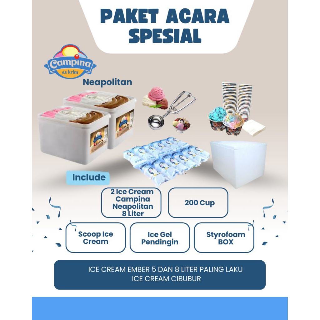 Paket Ice cream Campina 2 ember size 8 liter  3 Rasa