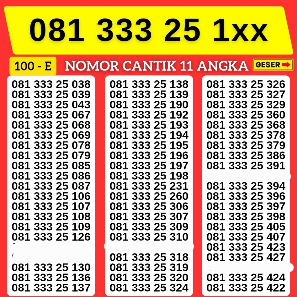 Nomor Cantik SIMPATI 11DIGIT TELKOMSEL 4G 5G 3GB Kartu Perdana Simpati Telkomsel 11digit Nocan Simpa
