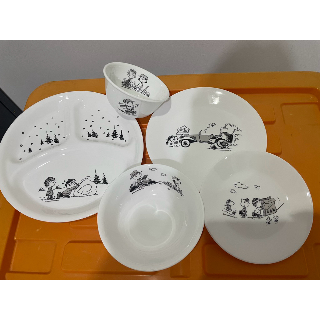 snoopy corelle bw set 5 pcs