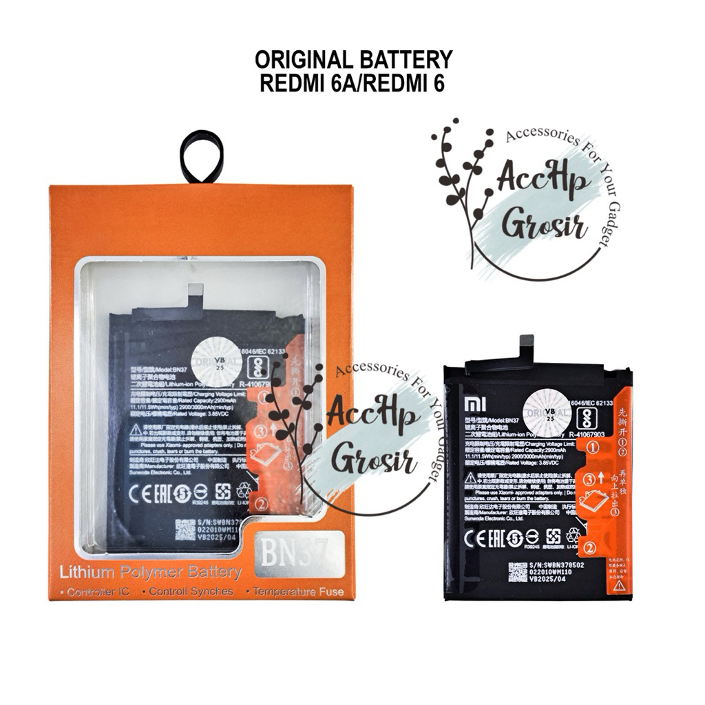 Baterai Batre BN 37 Redmi 6a / Redmi 6 Original 100% Distributor Batre Redmi 6 A BN37