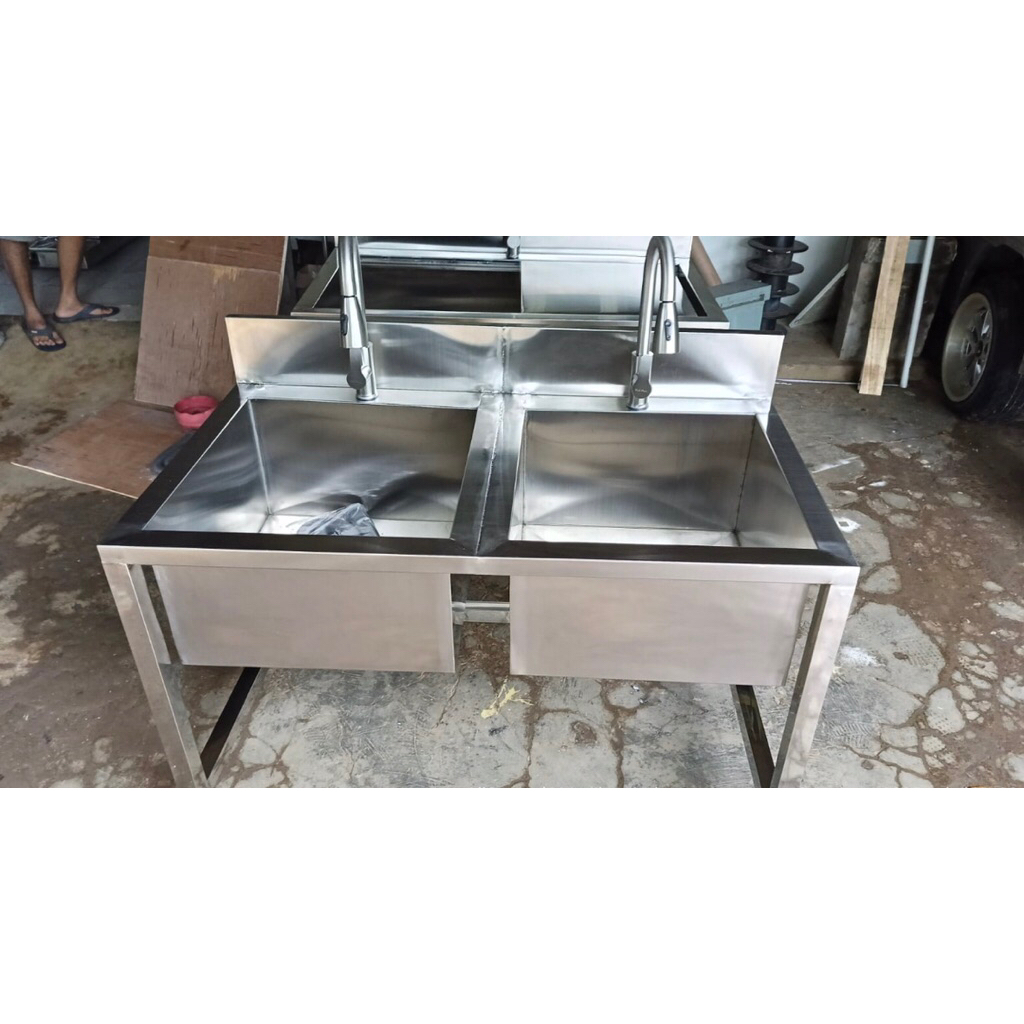 Wastafel 2 lubang Wastafel 1 lubang Bak cuci piring bahan ss Harlain 304 1mm