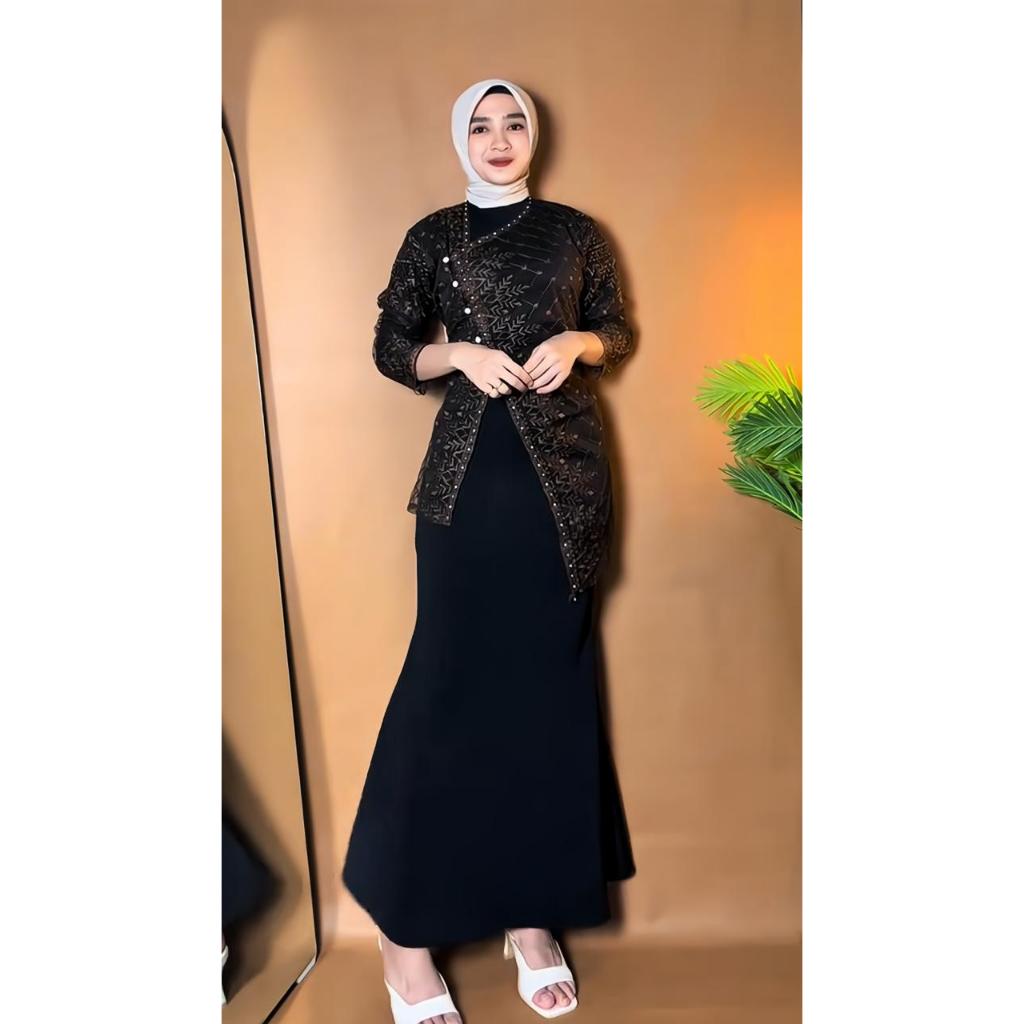 Outer Janggan Brokat Full Payet Mutiara / Outer Brokat Janggan Kondangan