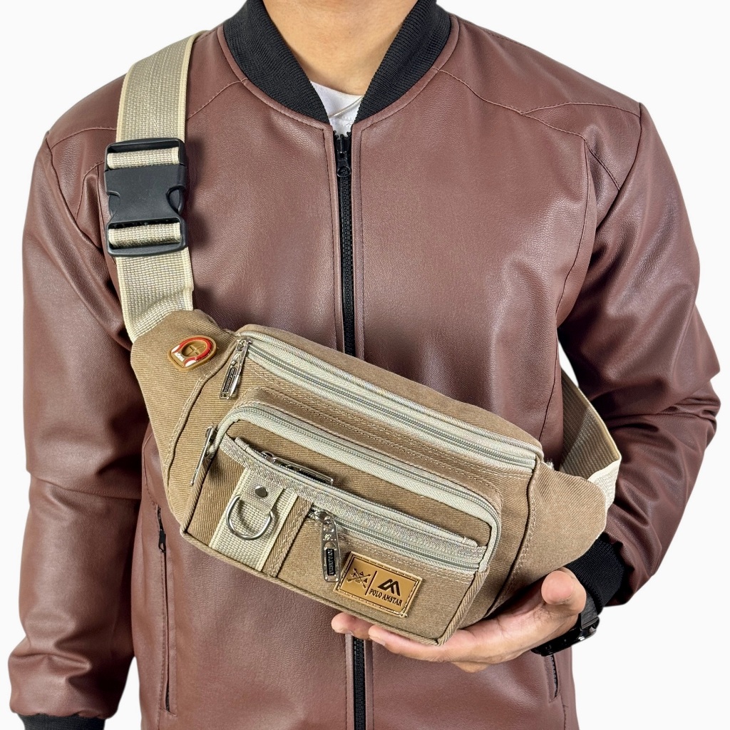 POLO AMSTAR Waist Bag Casual Tas Pinggang Selempang Pria Wanita Sling Bag