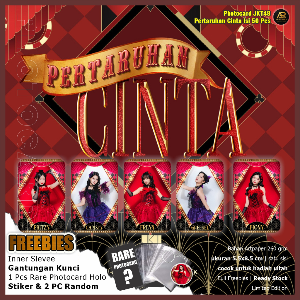 Photocard JKT48 Pertaruhan Cinta isi 50 Pcs  Fanmade | Bonus Ganci, Rare Card, 2 PC random, Stiker d
