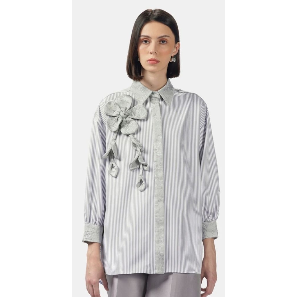 Benang Jarum Berly Jacquard Shirt Grey