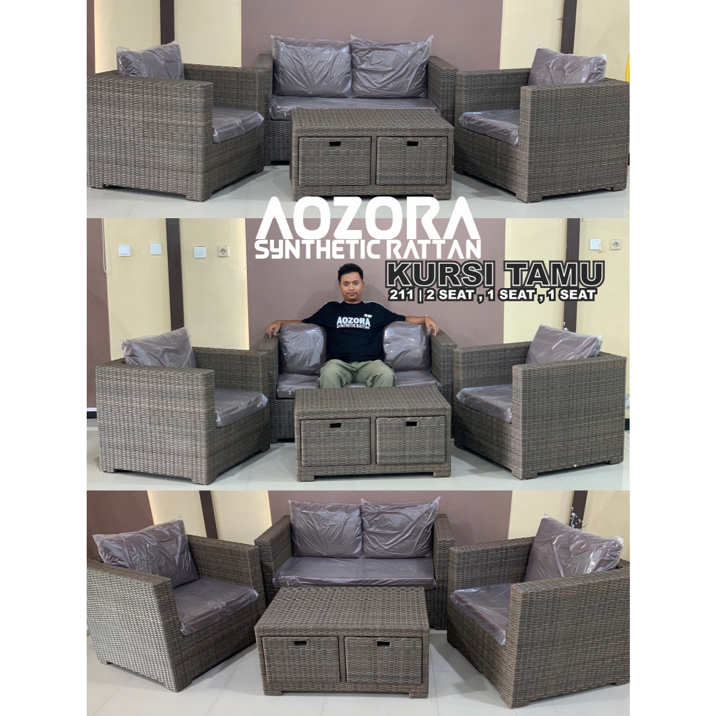 Kursi Tamu 211 Rotan Sintetis Premium Kursi Sofa Rotan Sintetis Industrial