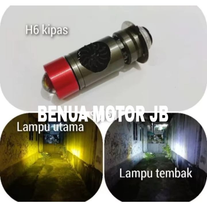 BENUA MOTOR Lampu Utama Motor H6 Laser + Kipas Jauh Dekat Putih Kuning  - Led Laser H6 Bebek Matic U