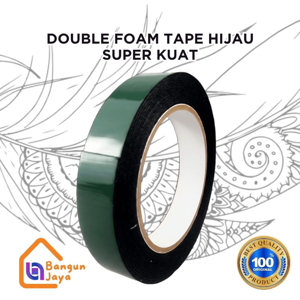 EVA Lakban Busa – Double Foam Tape Lakban Hijau Lakban Busa Super Kuat Anti Air untuk Kaca, Dinding,