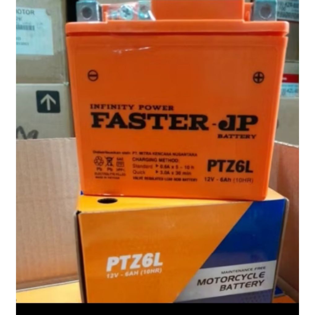 BATTERY AKI MOTOR NMAX VARIO VESPA MATIC  FASTER JP PTZ6L 12V-6Ah MF MADE IN VIETNAM ORIGINAL