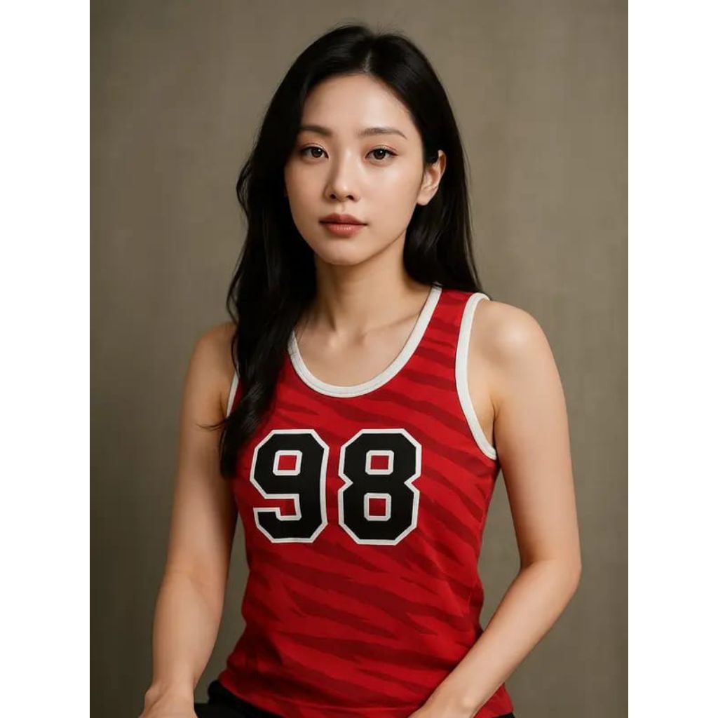 [COD] Tank Top Sporty Casual Unisex Tanpa Lengan Motif Garis Angka 98 Bahan Nyaman Adem Cocok untuk 