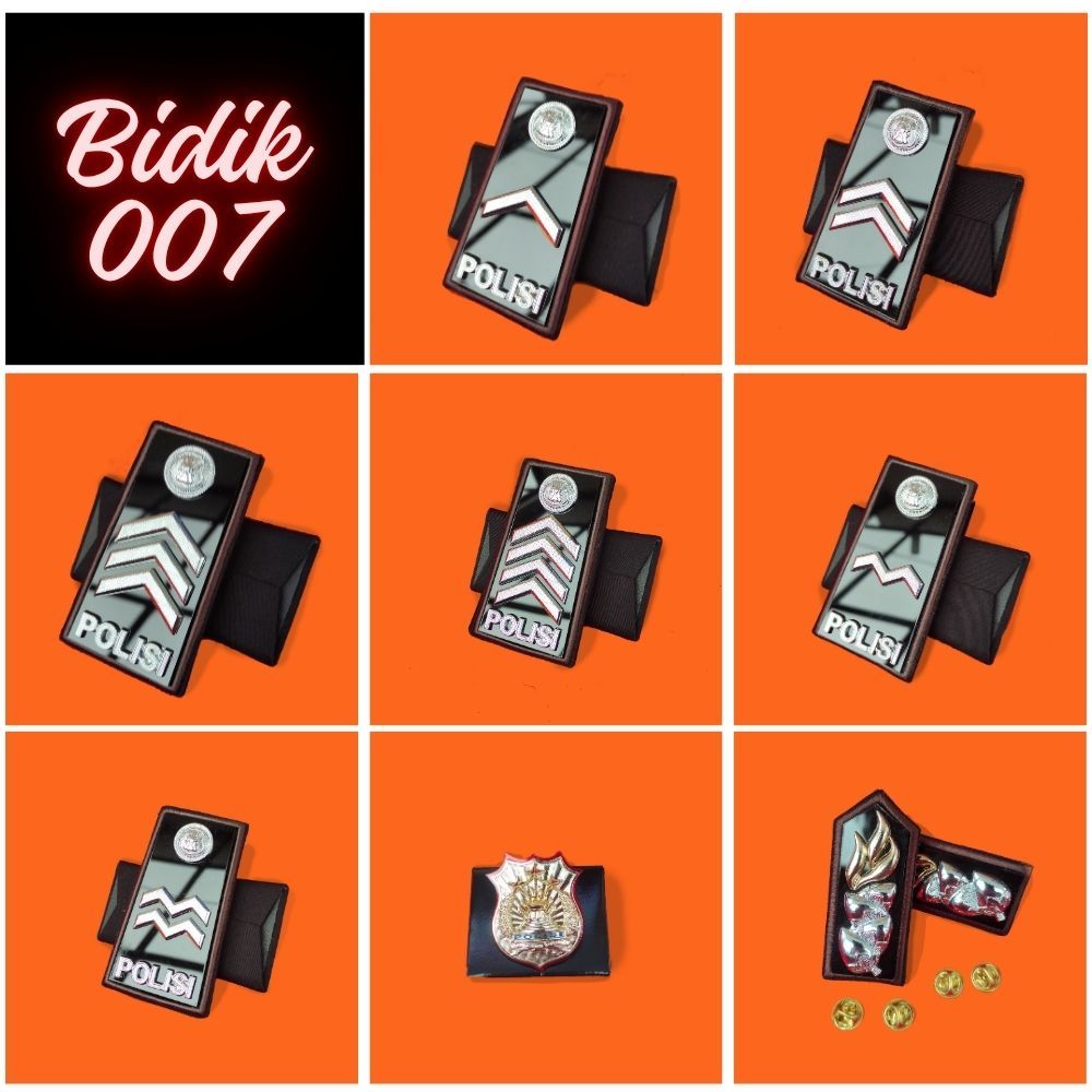 Pangkat PDH Bintara Polri Lis Bordir - Bripda, Briptu, Brigadir, Brigpol, Bripka, Aipda, Aiptu